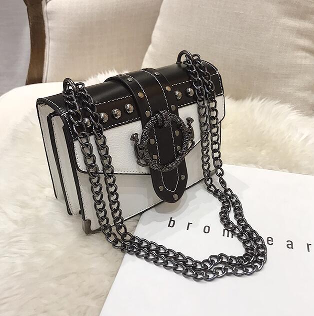 European Fashion Female Square Bag 2020 New Quality PU Leather Women&#39;s Designer Handbag Rivet Lock Chain Shoulder Messenger bags