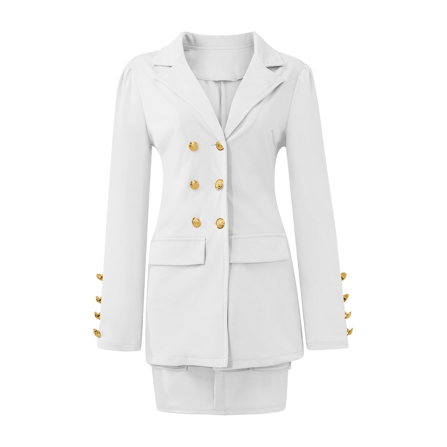 Elegant Knit Plaid Blazer Cardigan + Two Piece Set Vintage Metal Button Lady Suits