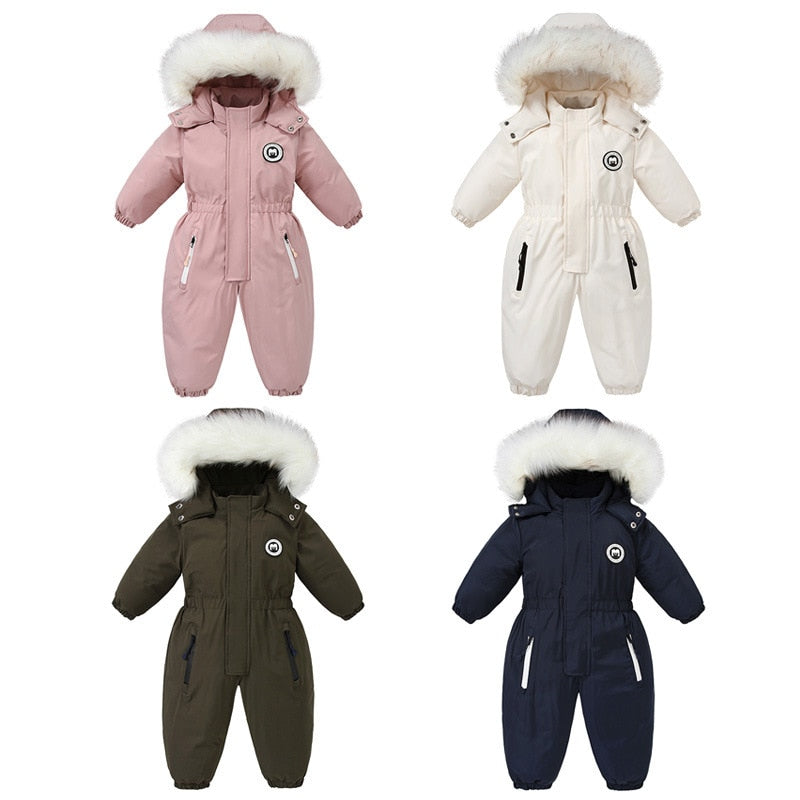 Newobrn Clothes Winter Infant Baby Rompers For Baby Girls Boys Warm Cotton Hooded Jumpsuit Children Overalls For Kids 2-5T TZ489