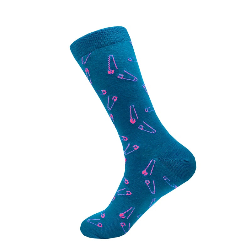 Colorful Cartoon Fashion Soft  Novelty Cotton Mens Socks  Fish Cookie Star Football Happy Kawaii Funny Women Socks Size38-46