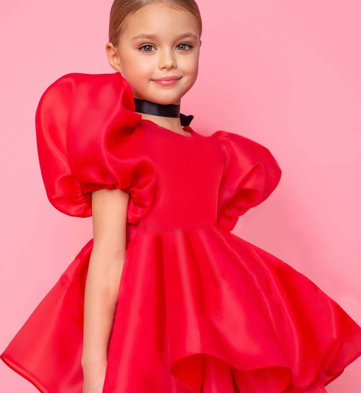 Fashion Girl Princess Vintage Dress Tulle Child Vestido Puff Sleeve Pink Wedding Party Birthday Tutu Dress Child Clothes 1-10Y