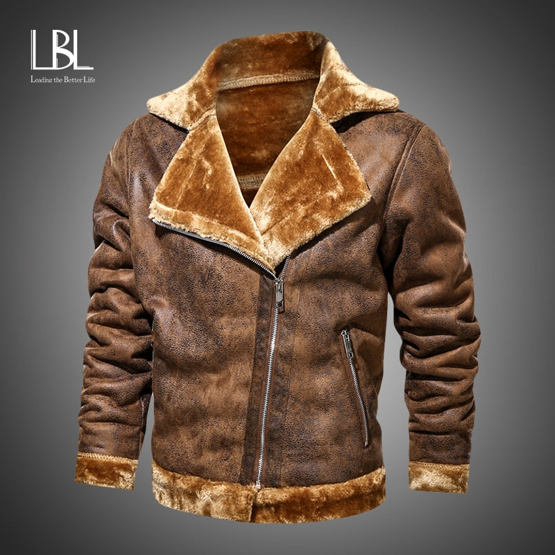 Brand Mens Retro PU Jackets 2020 Men Slim Fit Motorcycle Leather Jacket Fashion Outwear Male Warm Bomber Military Outdoor Coats