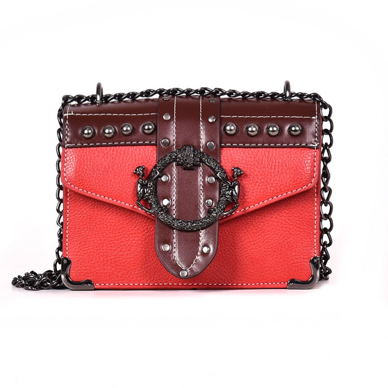 European Fashion Female Square Bag 2020 New Quality PU Leather Women&#39;s Designer Handbag Rivet Lock Chain Shoulder Messenger bags