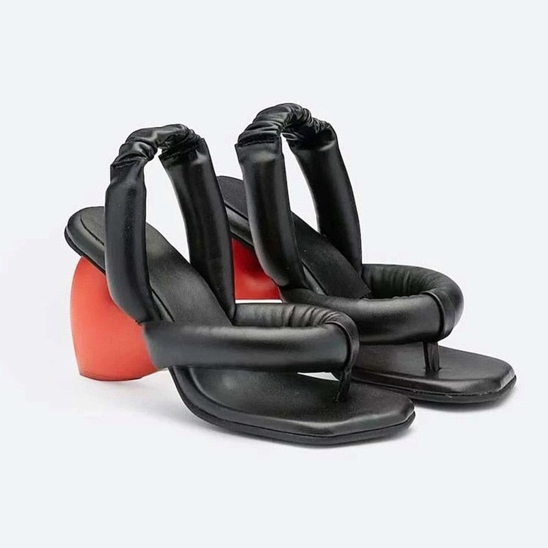 Sweet New Summer Micofiber Leather Sandals Fashion Black White Pink High Heels