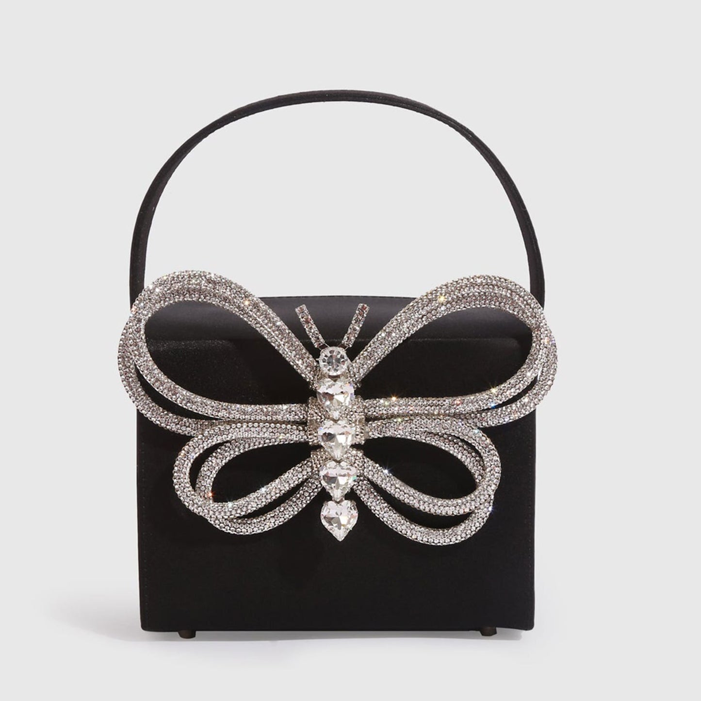 Rhinestones Butterfly Bow Evening Bag Women Designer Vintage Party Small Flap Box Purse Totes Handbag Hot Pink Black Blue