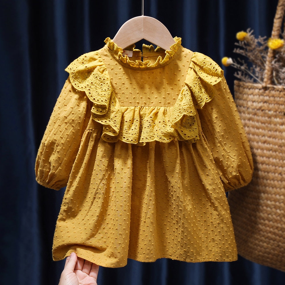 Baby Girls Dress Casual Plaid Clothes Summer  New Korean Cotton Linen Girls Princess Dress Big Turn Down Collar Dress