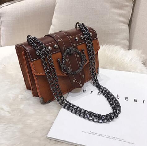 European Fashion Female Square Bag 2020 New Quality PU Leather Women&#39;s Designer Handbag Rivet Lock Chain Shoulder Messenger bags