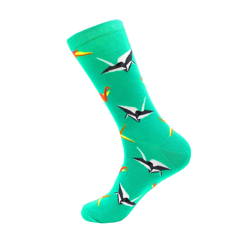 Colorful Cartoon Fashion Soft  Novelty Cotton Mens Socks  Fish Cookie Star Football Happy Kawaii Funny Women Socks Size38-46