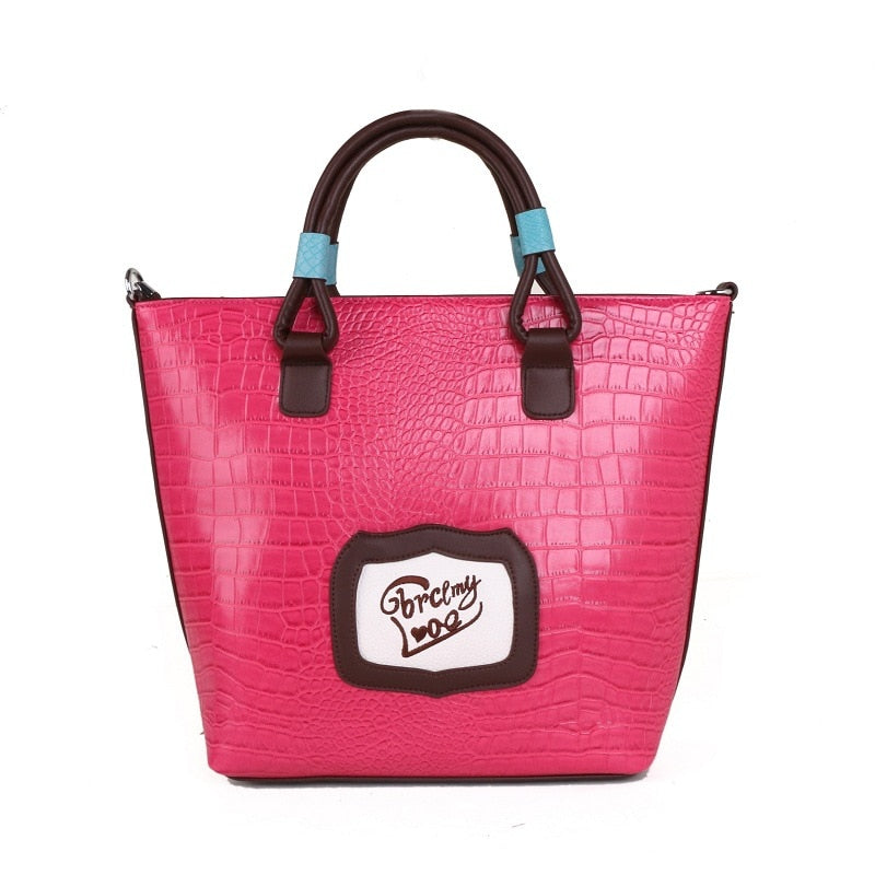 Retro Crocodile Print Hand-held Cross Bag With Mexican Creative Embroidery Large Bag