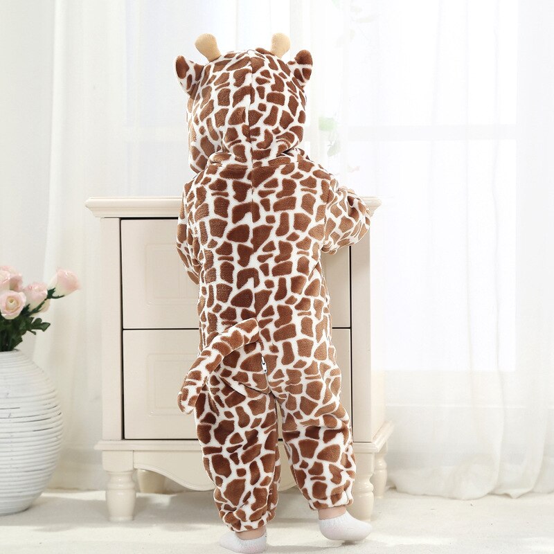 Baby Leopard Kigurumi Pajamas Newborn Infant Romper Onesies Animal Anime Costume Outfit Hooded Cute Winter Clothing For Girl Boy
