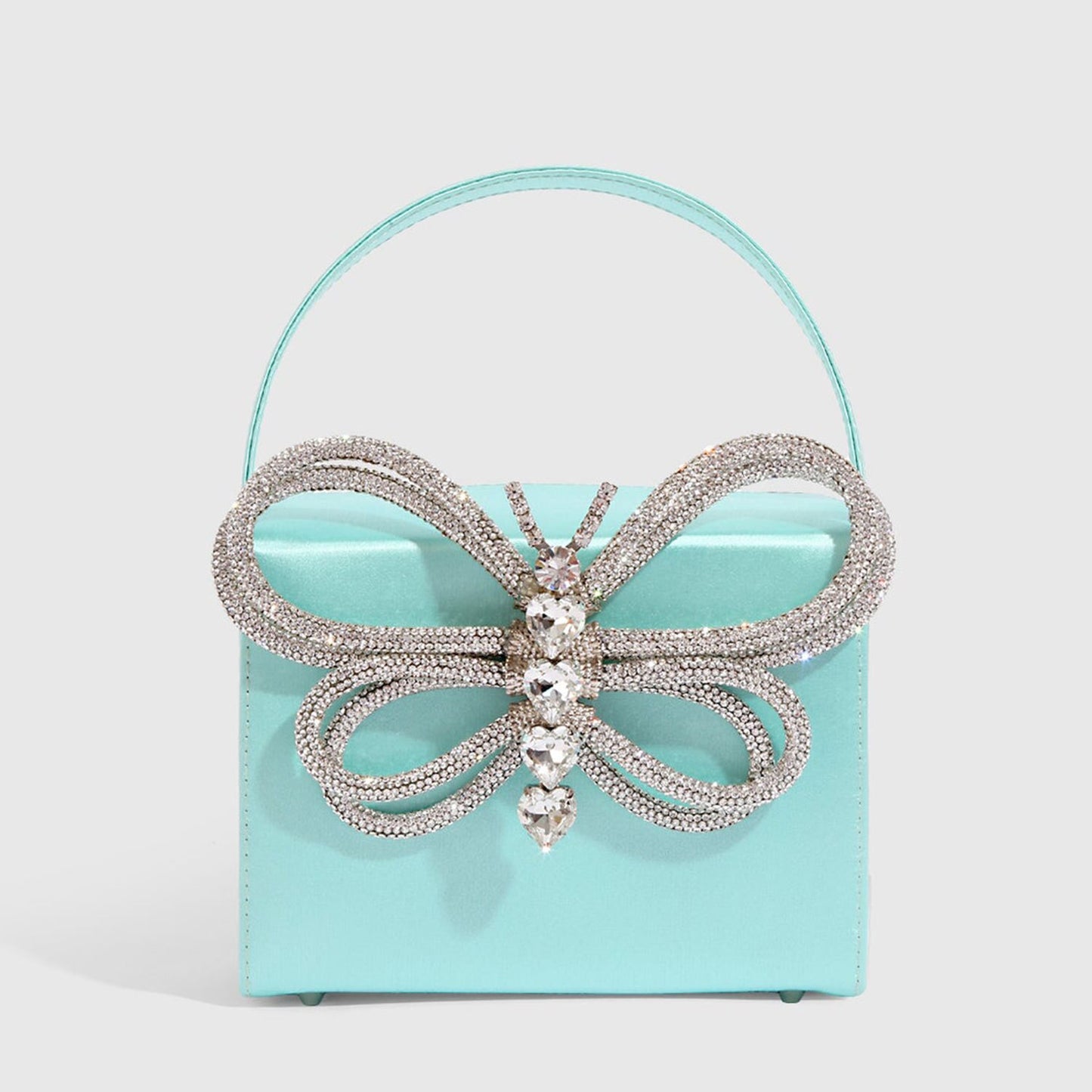 Rhinestones Butterfly Bow Evening Bag Women Designer Vintage Party Small Flap Box Purse Totes Handbag Hot Pink Black Blue