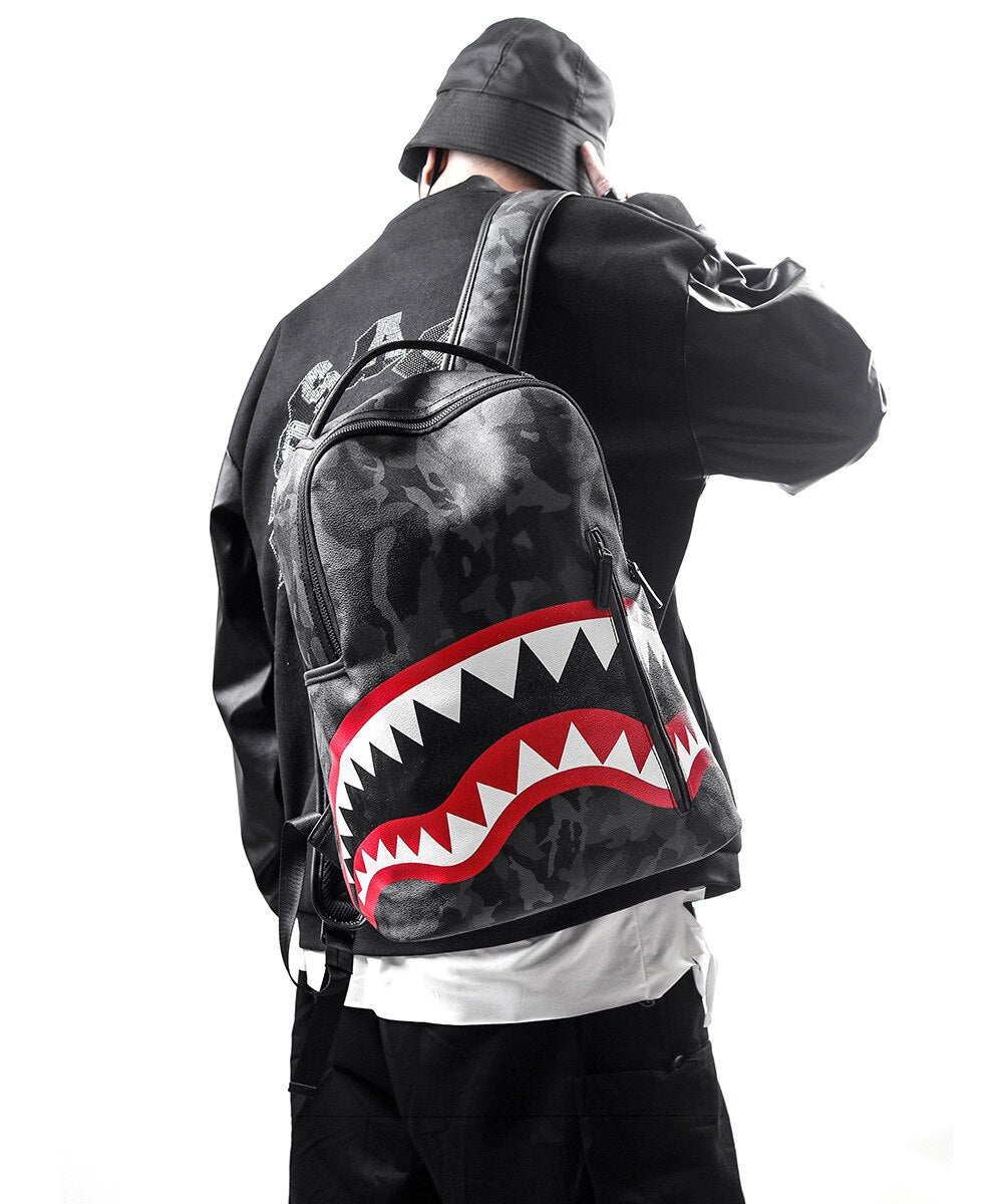 Fashion Leather Backpack Men Large Shoulder Bag Travel Backpack Camouflage Laptop Student School Bags Bagpack Mochila Hombre