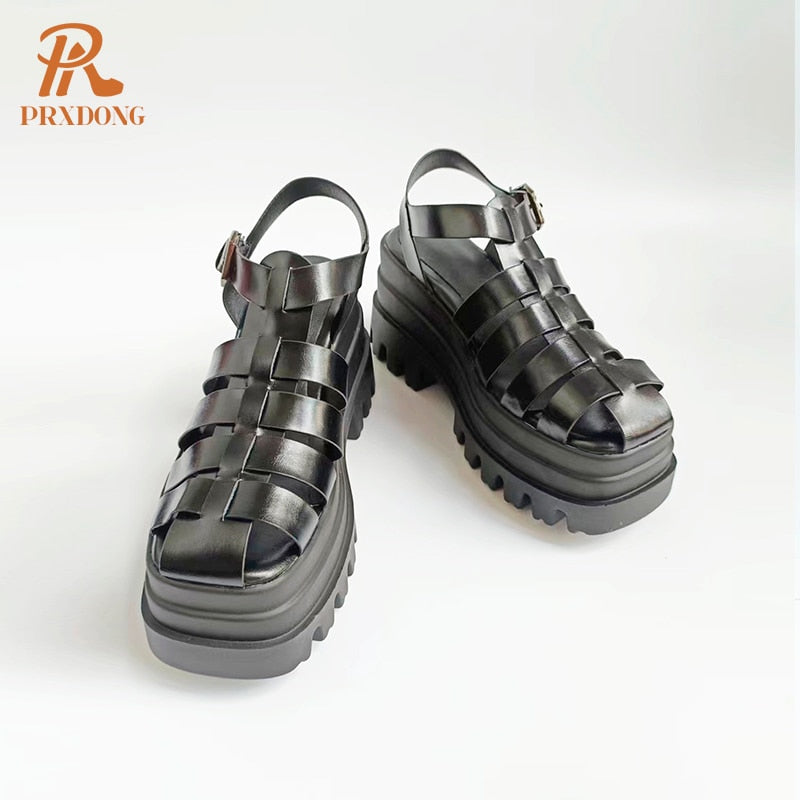 Fashion Chunky High Heels Platform Women & Sandal  T-Strap Rome Gladiator Shoes 41