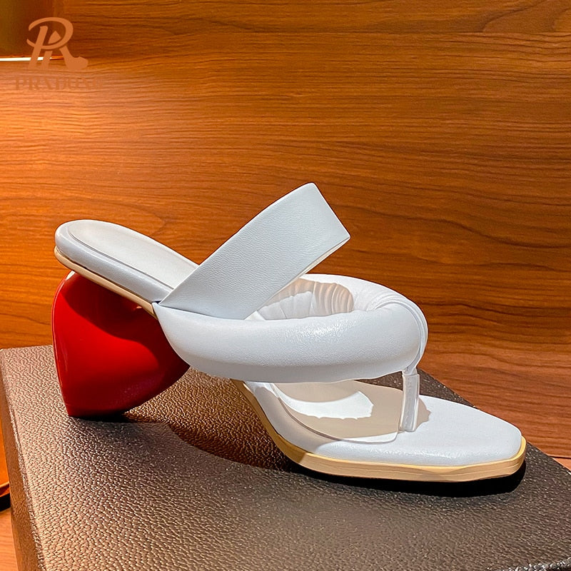 Genuine Leather Women & Shoes High Heel Open Toe Black Apricot White Flip Flops Dress Party Casual Female Sandals