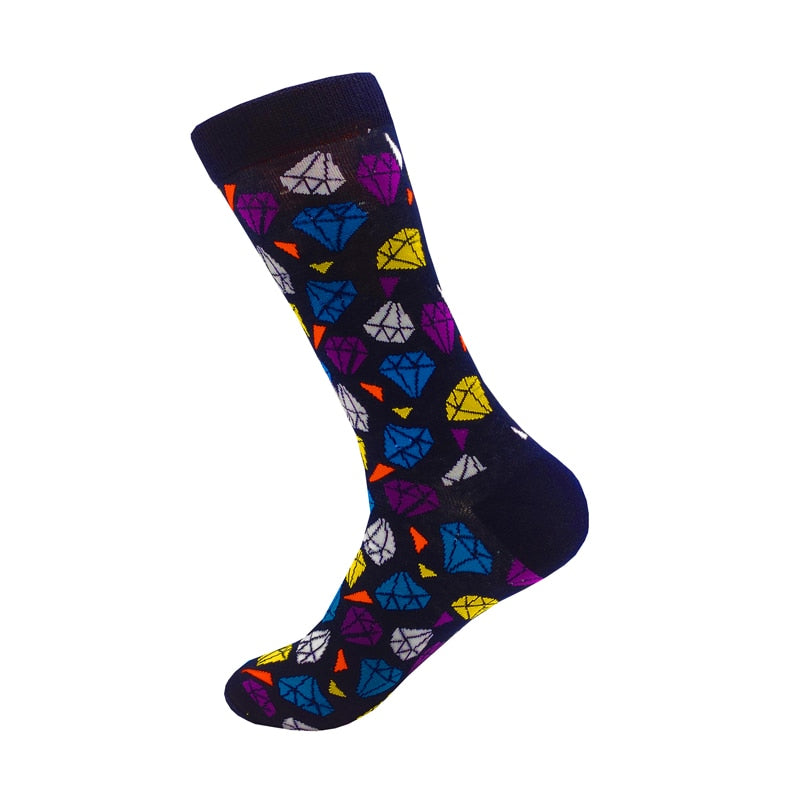 Colorful Cartoon Fashion Soft  Novelty Cotton Mens Socks  Fish Cookie Star Football Happy Kawaii Funny Women Socks Size38-46