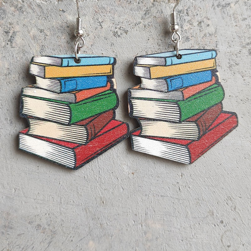 Vintage Wooden Wizard Masterwork Book Earrings for Women 2022 New Unique Design Teacher Student Gifts Jewellery Wholesale