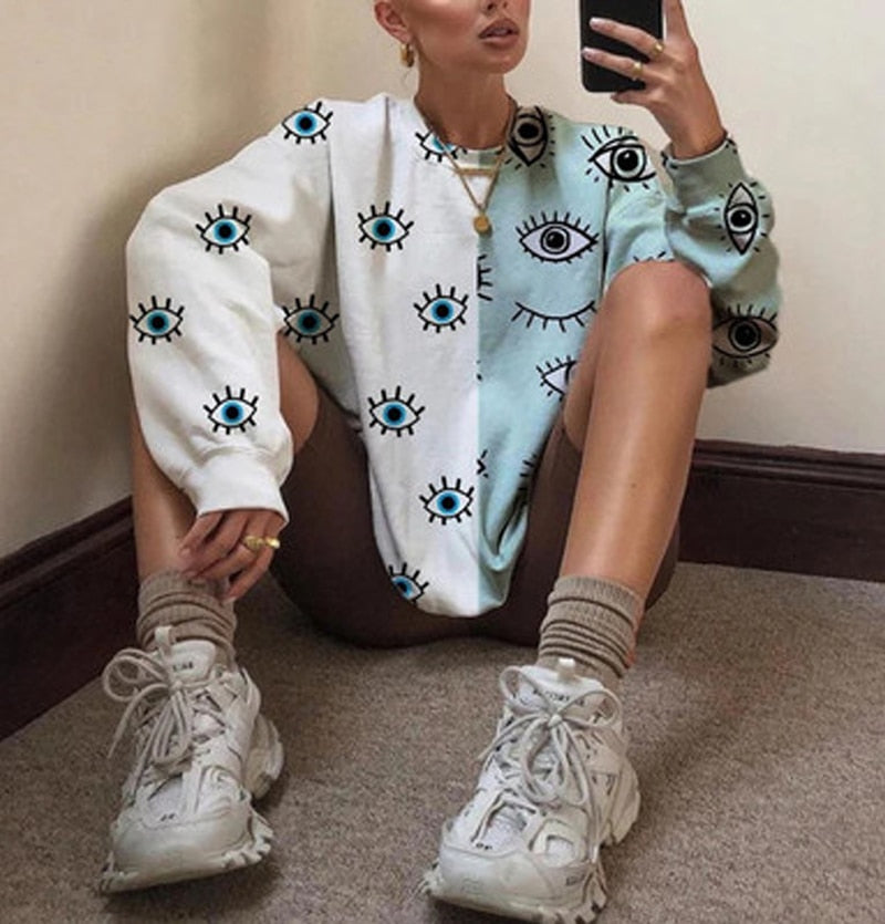 Shirt For Women Tid Dye Long Sleeve Shirts Autumn Winter Hoodies Sweatshirts Casual Loose Pullover Sweatshirt Blouses Tops