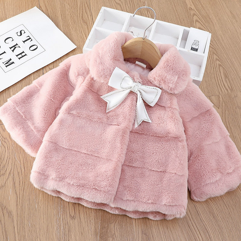 Winter Baby Jackets For Girls Clothes Baby Clothing Bow Kids Thick Coats Cape Toddler Warm Jacket Infant Boys Outerwear
