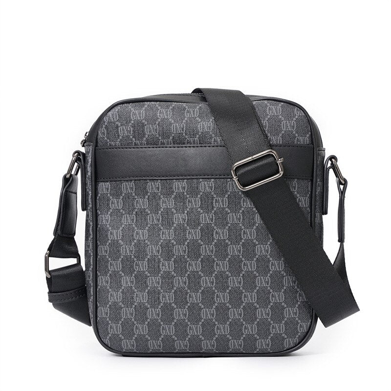 Luxury Designer Letter Plaid PU Leather Shoulder Crossbody Bag for Men Fashion Business Messenger Bag Handbag Bolso Hombre