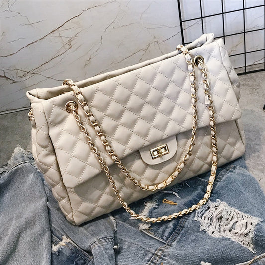 Shoulder Bags Handle Bag For Women Chain PU Leather Handbags Chic Lingge Chain Female Bag