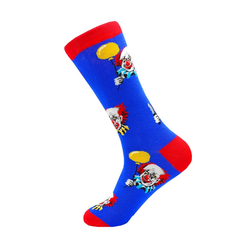 Colorful Cartoon Fashion Soft  Novelty Cotton Mens Socks  Fish Cookie Star Football Happy Kawaii Funny Women Socks Size38-46