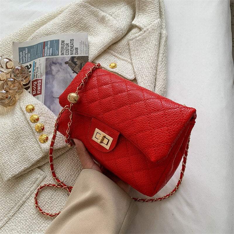 Luxury Designer Small PU Leather Flap Crossbody Bags Female Handbags Female Chain Shoulder Bags