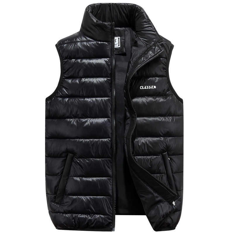 Winter Men&#39;s Sleeveless Jacket Big Sizes Black Vest Autumn Casual Warm Thick Coats Male Cotton-Padded Fashion Men Waistcoat Vest