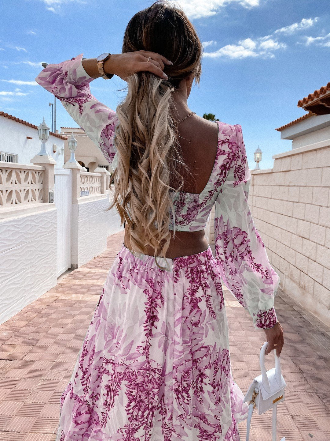 Women Tunic Beach Cover Up Sexy V-Neck Backless Hollow Out Lantern Sleeve Maxi Dress Female Club Party Long Dresses