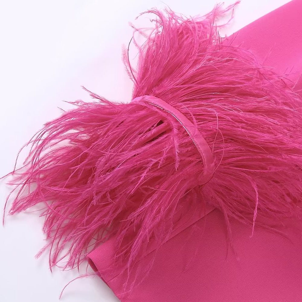 Women's Coats Feather Decoration Straight Office Suit Jacket Design Temperament Retro Fashion Female Chic Blazer 8216707