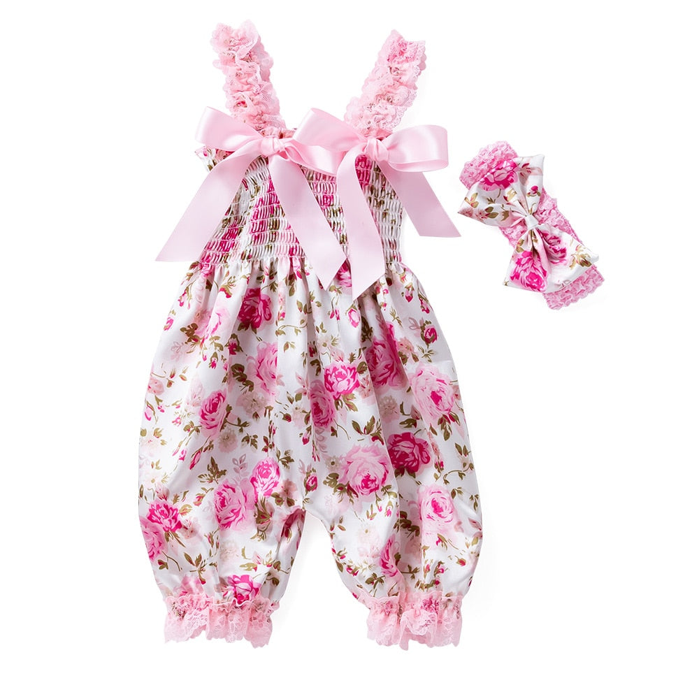 New Girls Summer Backless Romper Baby Lace-up Bloomer Jumpsuit Infant Easter Print Polyester Newborn Photography Costumes Props