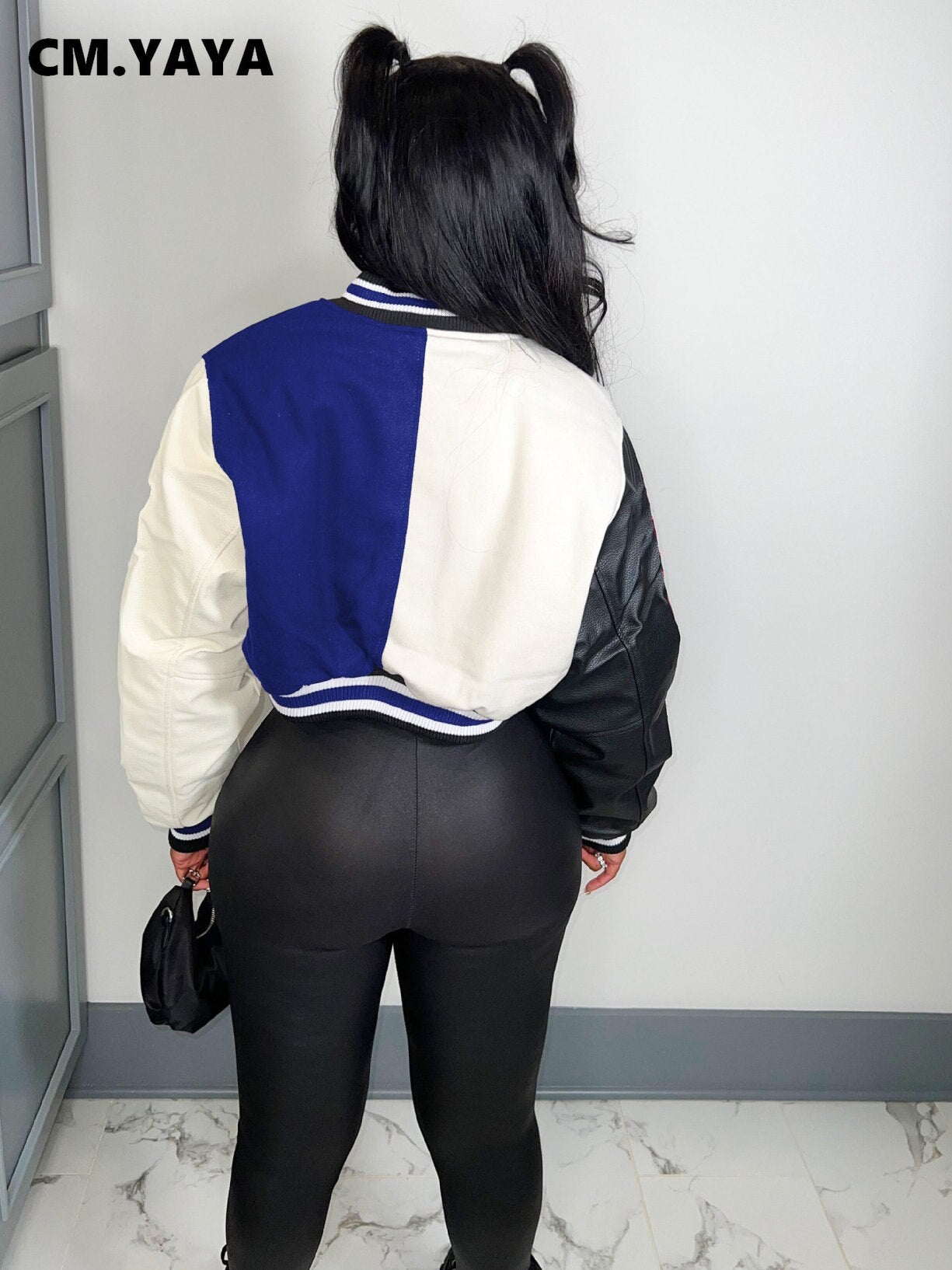 Vintage Women Patchwork Letter B Batwing Style Baseball Jacket Outwear Fashion 2022 Autumn Winter Sport Sweatshirt