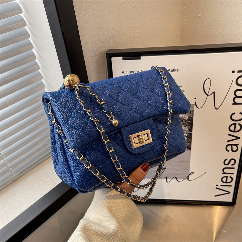 Luxury Designer Small PU Leather Flap Crossbody Bags Female Handbags Female Chain Shoulder Bags