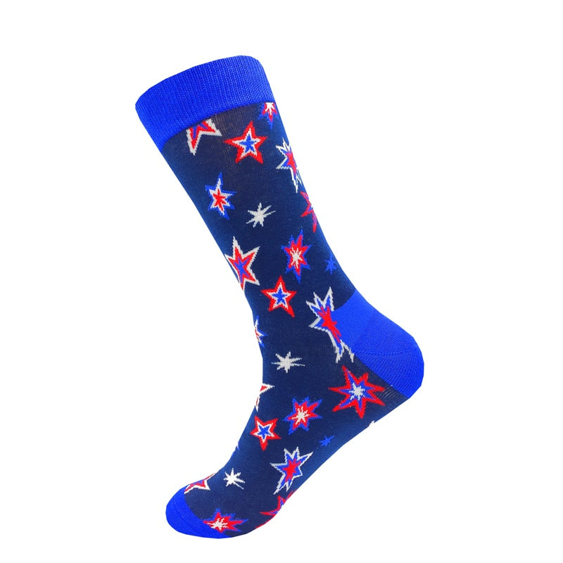 Colorful Cartoon Fashion Soft  Novelty Cotton Mens Socks  Fish Cookie Star Football Happy Kawaii Funny Women Socks Size38-46