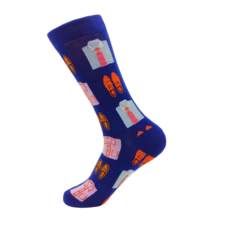 Colorful Cartoon Fashion Soft  Novelty Cotton Mens Socks  Fish Cookie Star Football Happy Kawaii Funny Women Socks Size38-46