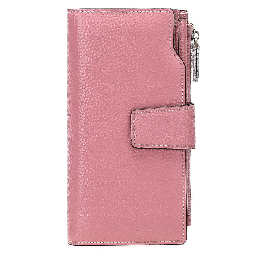 Real Leather Purse  Women Long Korean Version Oil Wax Cowhine Purse for Women with Multiple Slots