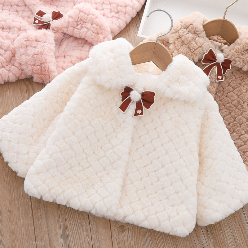 Winter Baby Jackets For Girls Clothes Baby Clothing Bow Kids Thick Coats Cape Toddler Warm Jacket Infant Boys Outerwear
