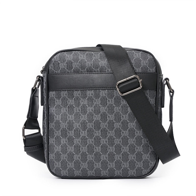 Luxury Designer Letter Plaid PU Leather Shoulder Crossbody Bag for Men Fashion Business Messenger Bag Handbag Bolso Hombre