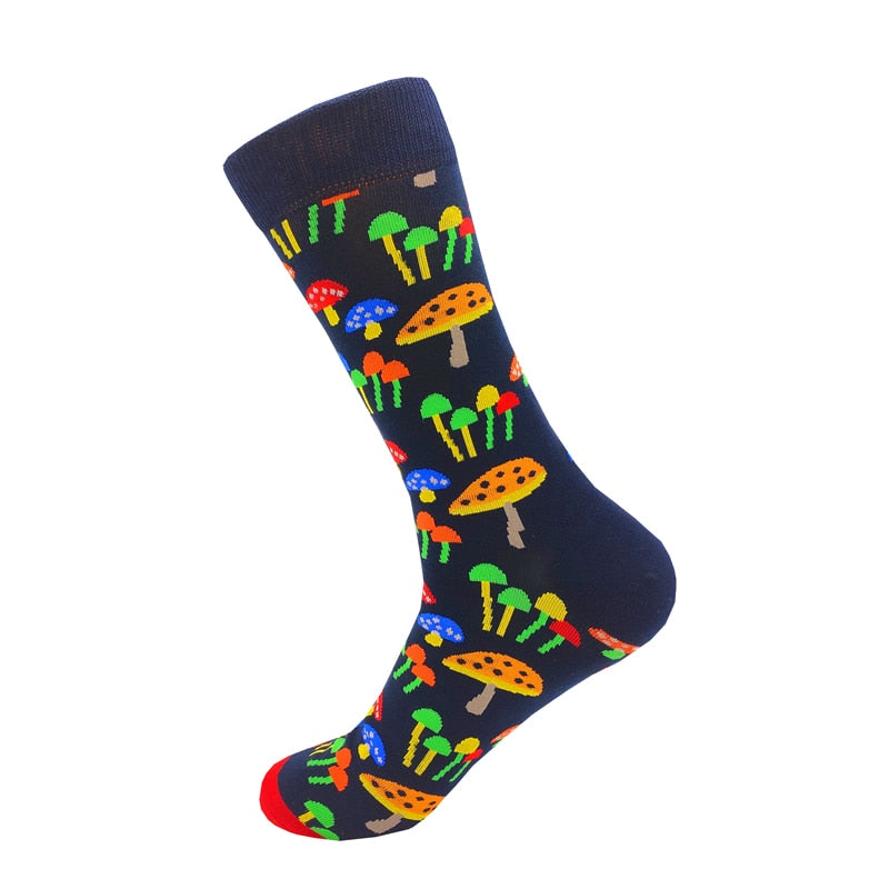 Colorful Cartoon Fashion Soft  Novelty Cotton Mens Socks  Fish Cookie Star Football Happy Kawaii Funny Women Socks Size38-46