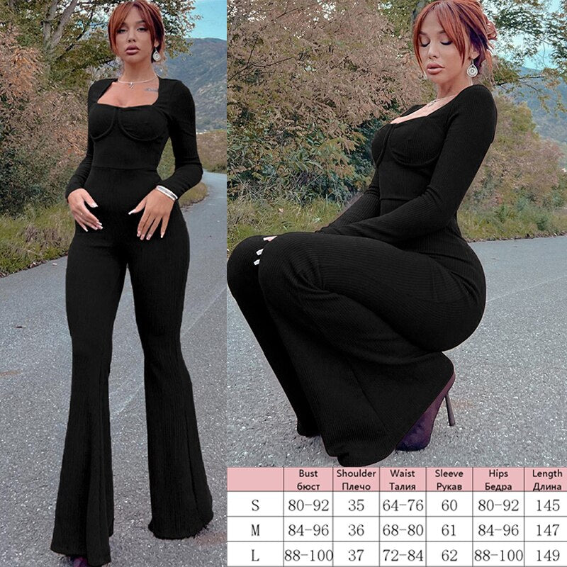 Knitted Zip Up Long Sleeve Women Jumpsuits Elegant Pure Color Bodycon Rompers Bright Line Patchwork Workout Loungewear Jumpsuit