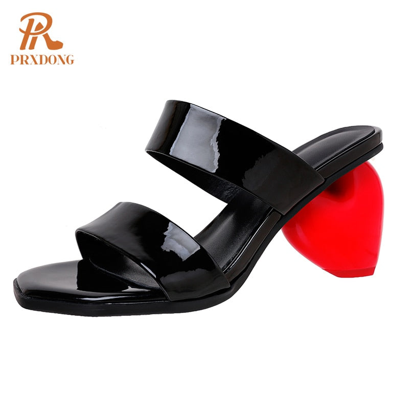 Sweet New Summer Micofiber Leather Sandals Fashion Black White Pink High Heels