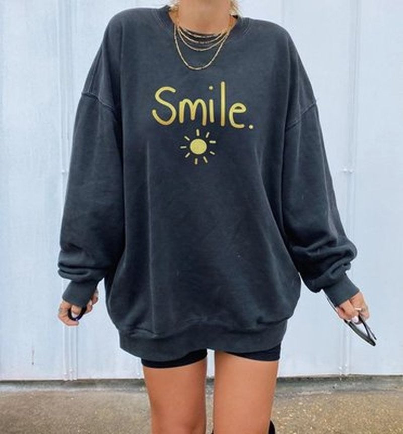 Printing Sweatshirts Women Loose Sunflower Long Sleeve Shirts