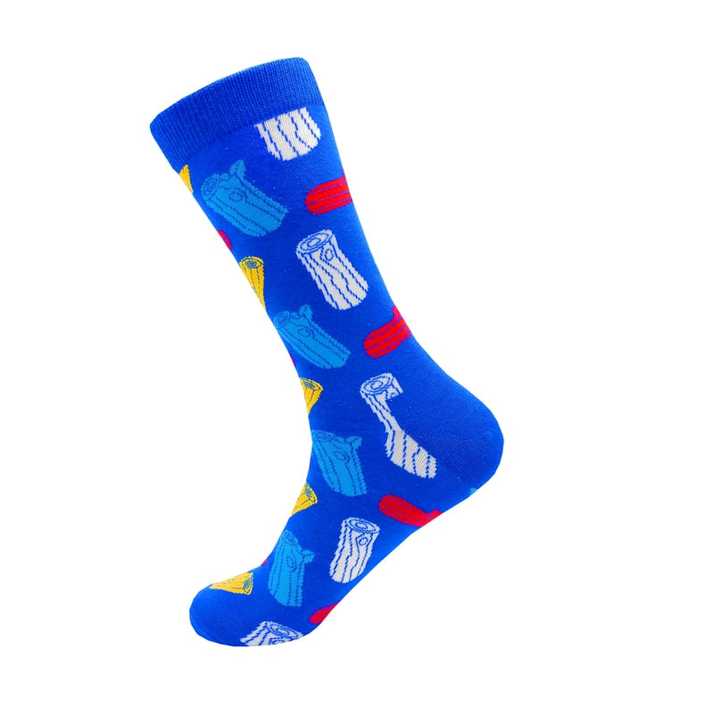 Colorful Cartoon Fashion Soft  Novelty Cotton Mens Socks  Fish Cookie Star Football Happy Kawaii Funny Women Socks Size38-46